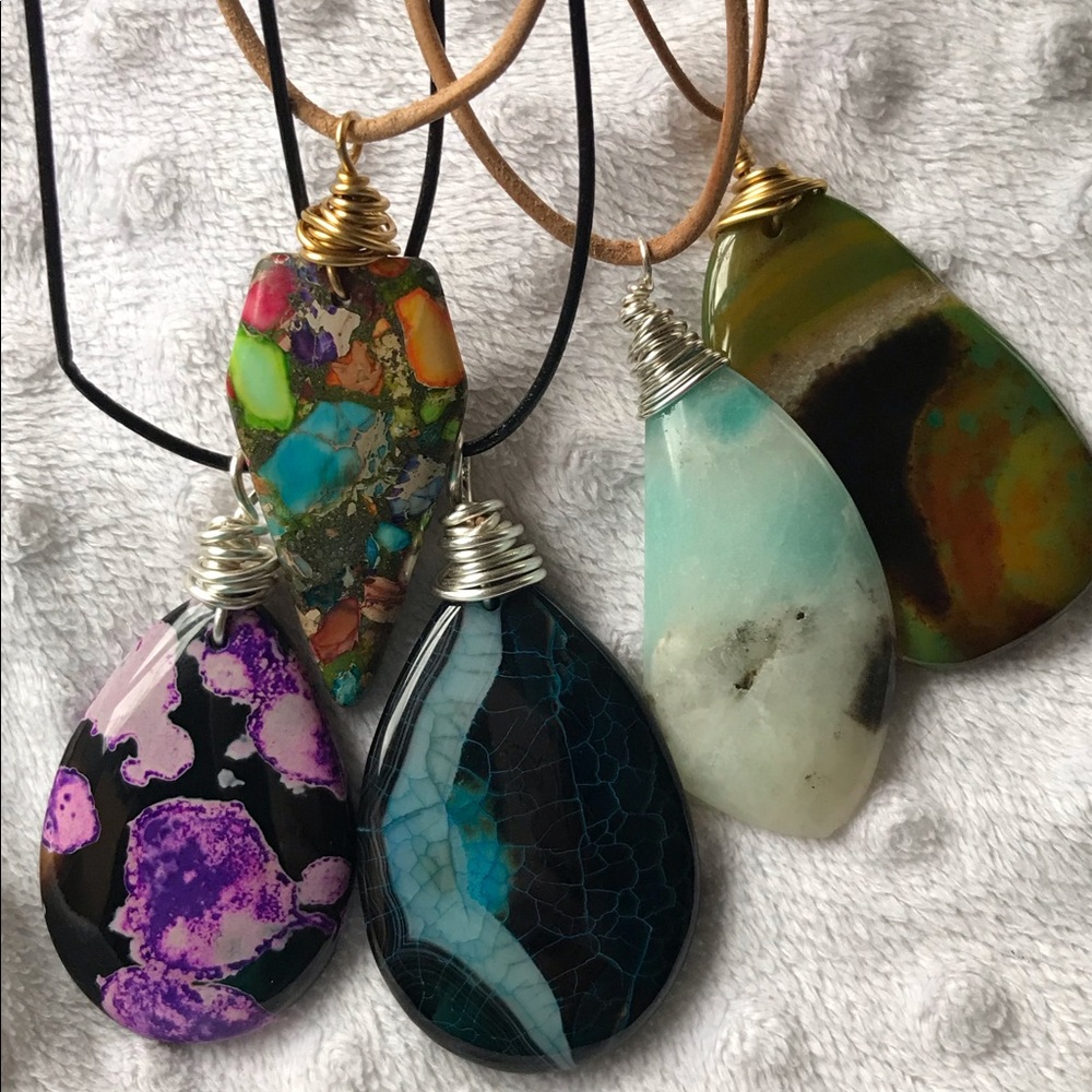 $16 each Agate pendant necklaces